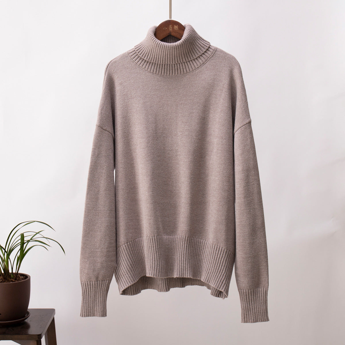 Women's Turtleneck Loose Classic Solid Color Pullover Sweaters