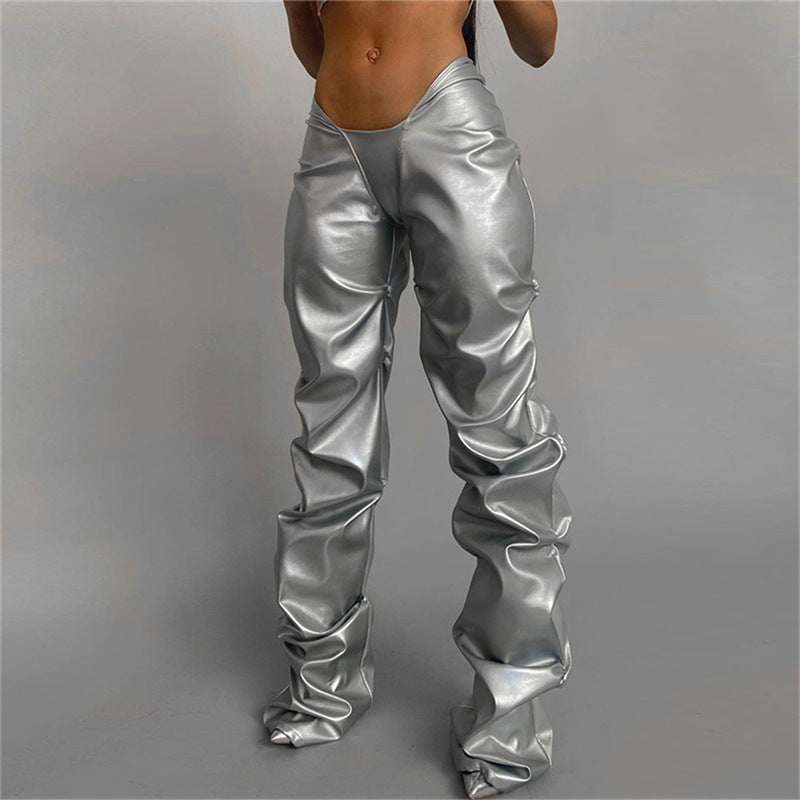 Women's Leather Sexy Low Waist Street Shot Pants