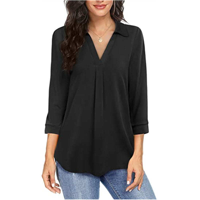 Women's Chiffon Stitching Solid Color And Sleeve Blouses