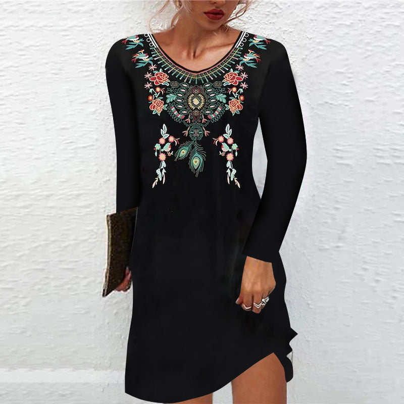 Summer Mid-waist Printed Urban Casual Short-sleeved Dresses