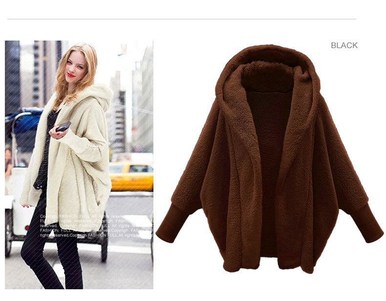 Women's Solid Color Long Sleeve Hooded Loose Coats