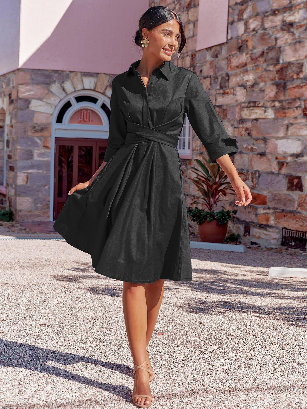 Women's Dress Autumn Midi Solid Color Shirt Dresses