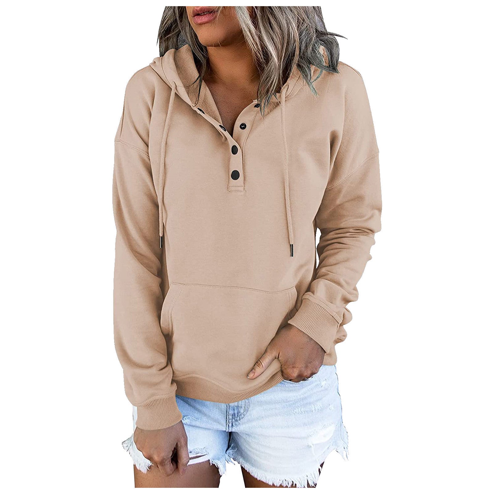 Women's Long Sleeve Loose Casual Hooded Drawstring Sweaters