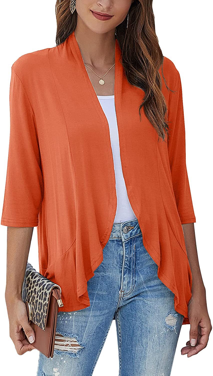 Women's Autumn Solid Color 3/4 Sleeve Ruffle Blouses