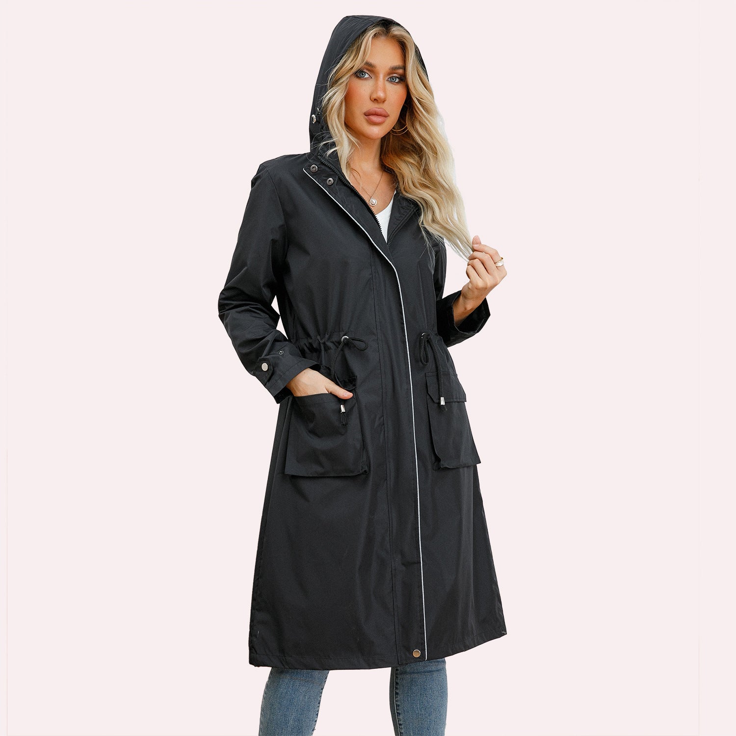 Women's Long Windbreaker Lengthened Waterproof Loose Long-sleeve Coats