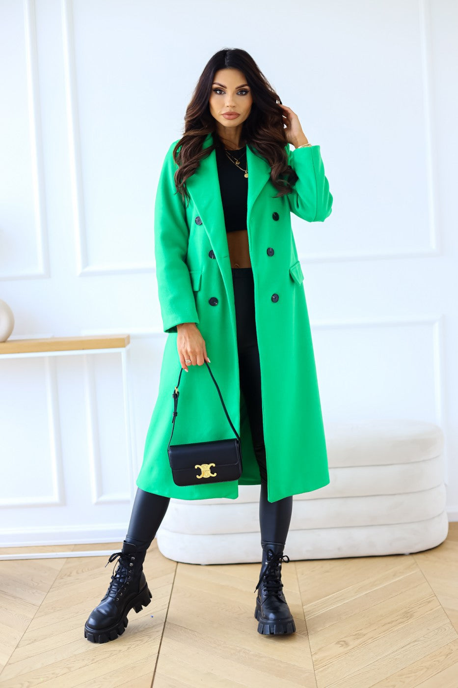 Women's Double Breasted Long Sleeve Lapel Button Coats