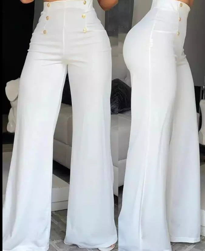 Women's Fashion Cool Double-breasted Flared Color Can Pants