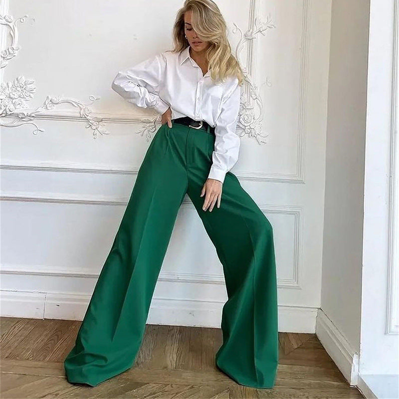 Women's Autumn Wide-leg Straight High Waist Casual Pants