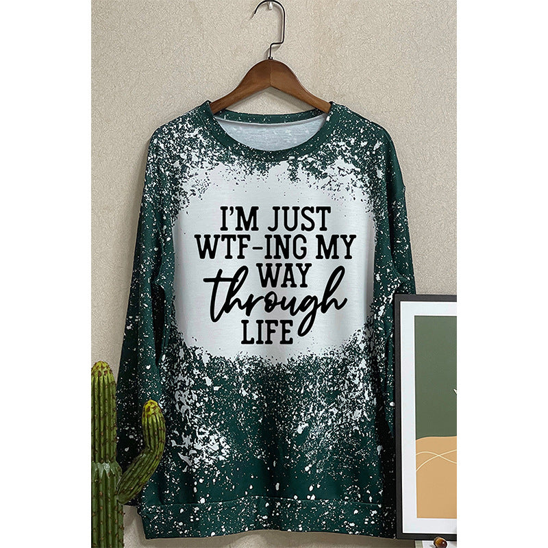 Women's Autumn Round Neck Long-sleeved Fashionable English Sweaters