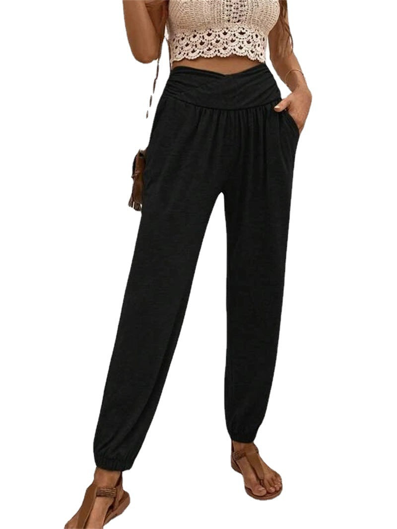 Women's Trousers Temperament Leisure Loose Pocket High Pants