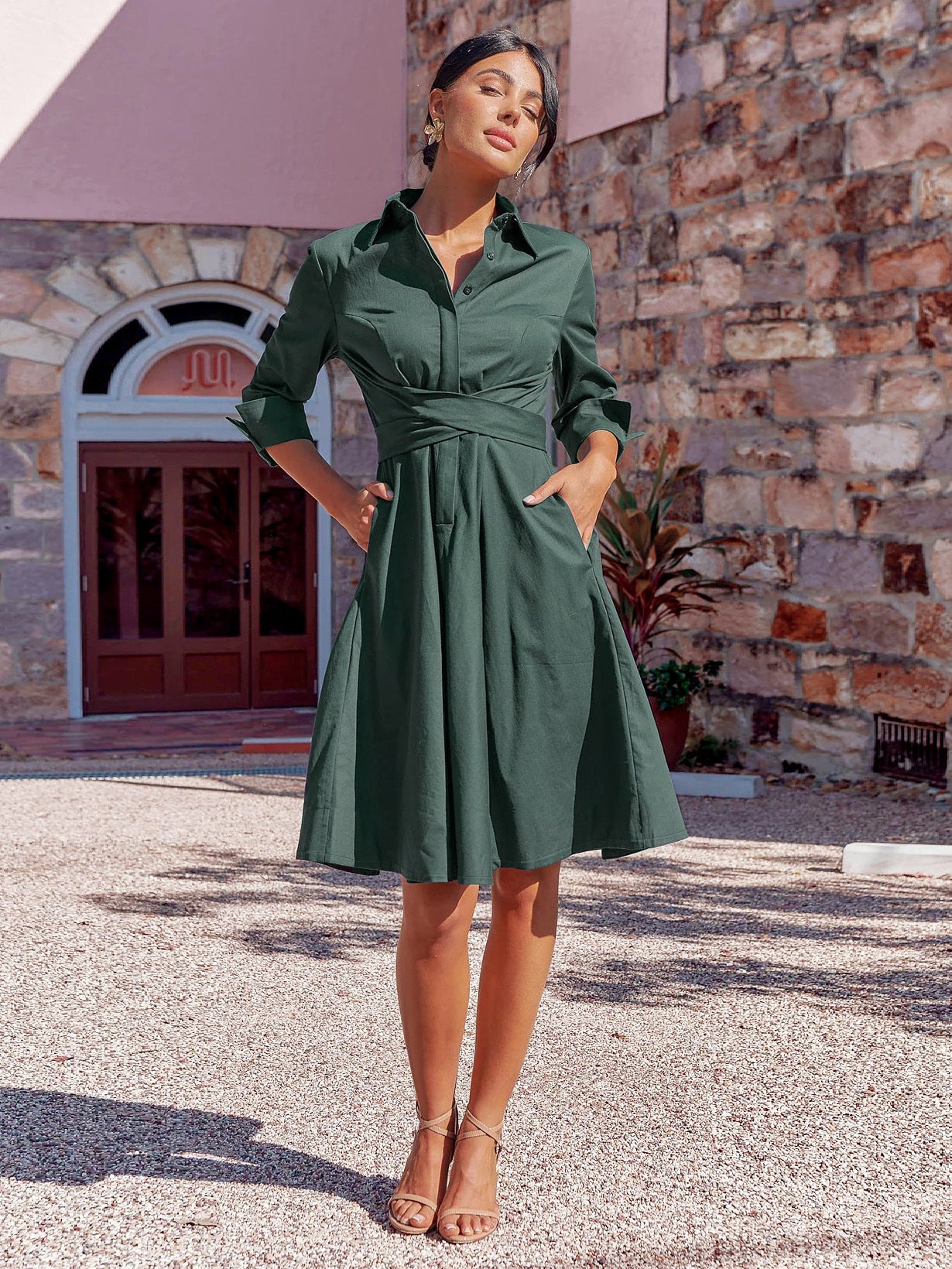 Women's Dress Autumn Midi Solid Color Shirt Dresses