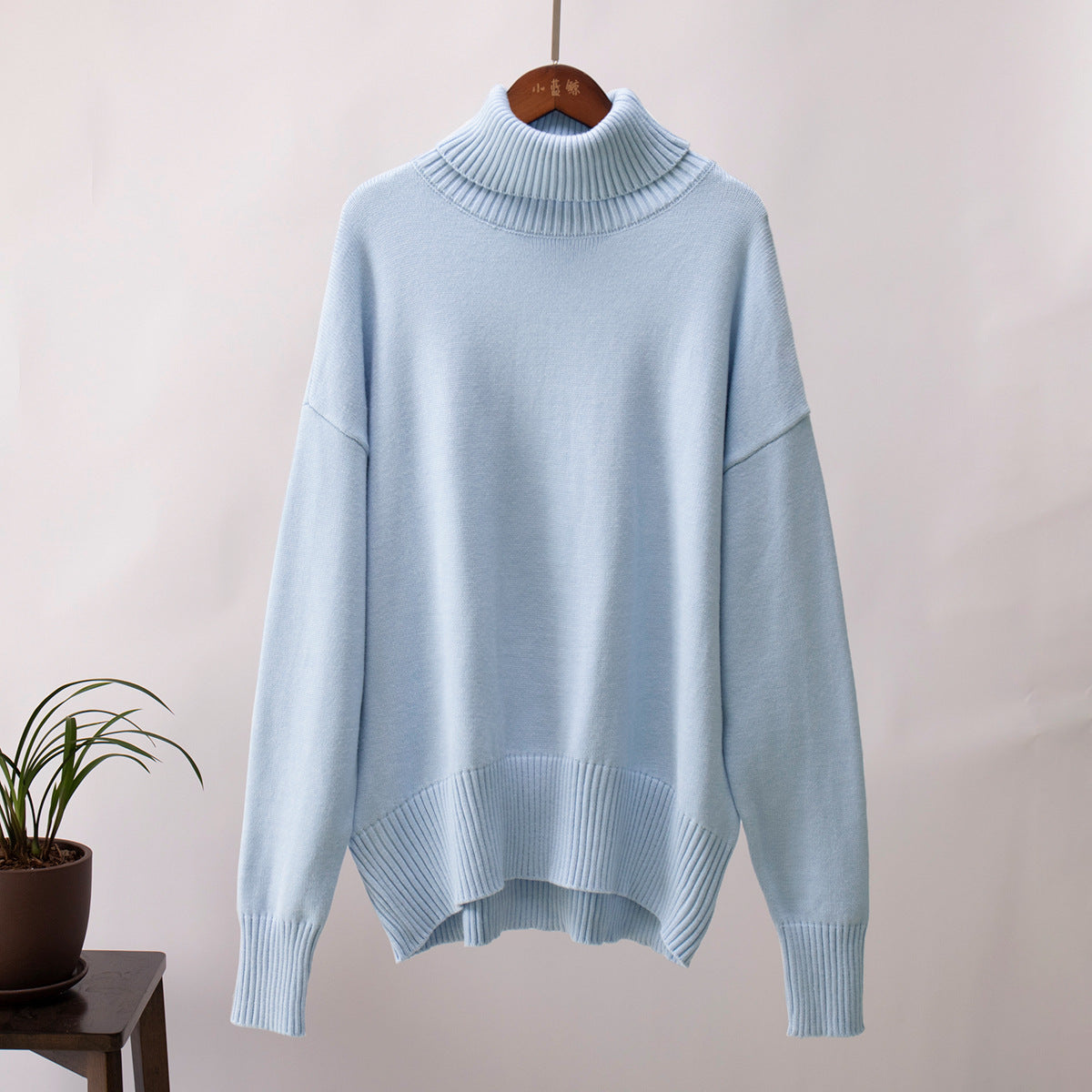 Women's Turtleneck Loose Classic Solid Color Pullover Sweaters