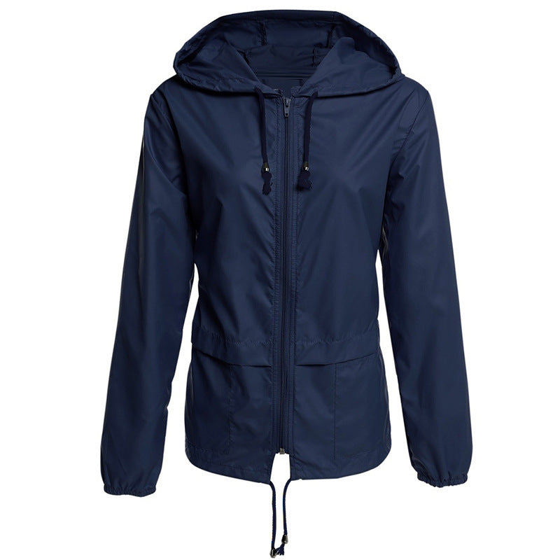 Women's Raincoat Zipper Hooded Lightweight Outdoor Thin Coats