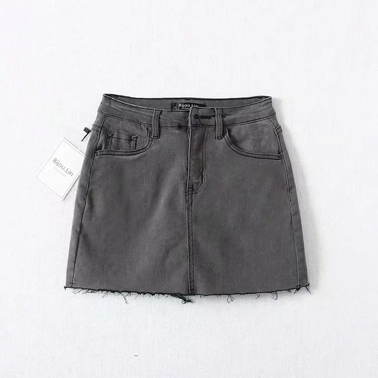 High Waist Denim Leggings Women's Summer Fur Skirt Street Elastic Slim Fit Pants