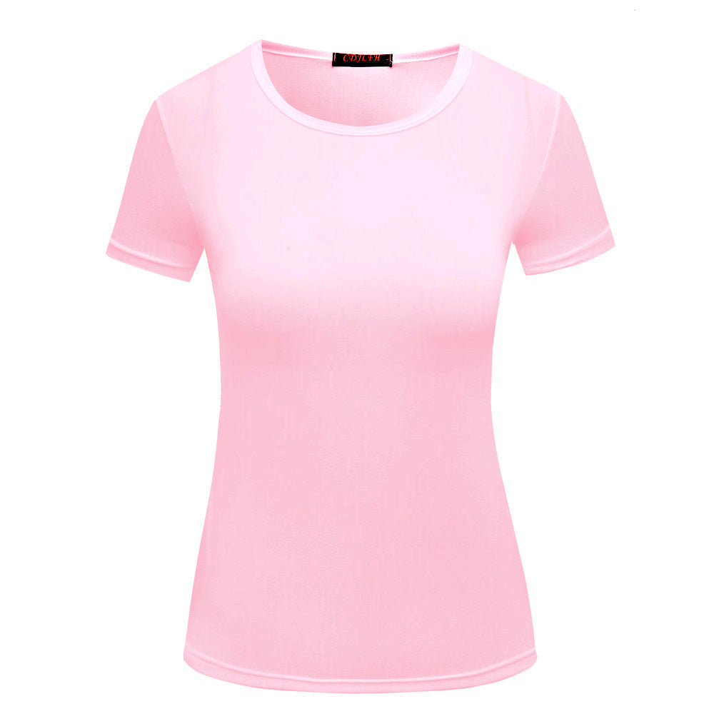 Fashion Women's Solid Color Pullover T-shirt Short Sleeve Wear