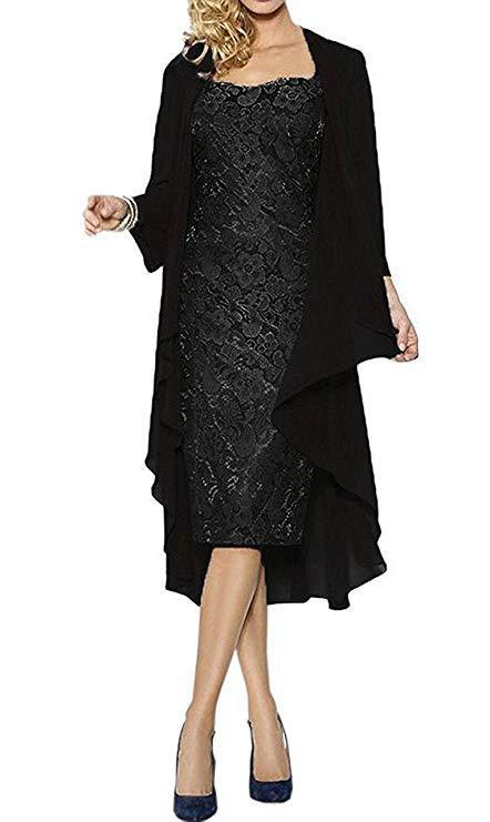 Solid Color Large Size Lace Two-piece Set Elegant Party Dress Cardigan