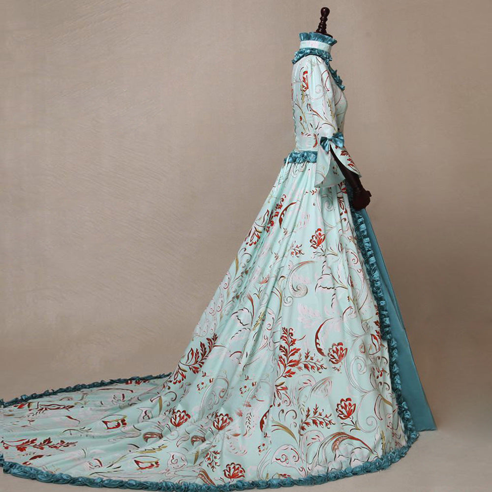 Long Sleeve Basic Model Printed Elegant Retro Evening Large Bell Dress
