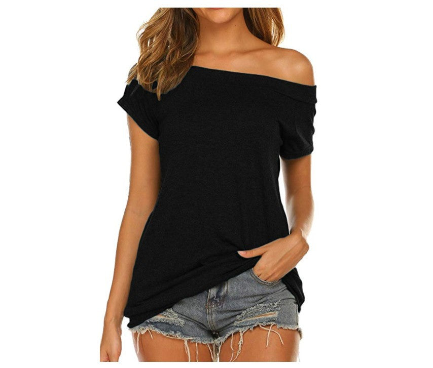 Summer Elegant Style Off-shoulder Casual Women Sexy T-shirt