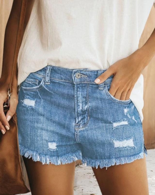 Summer Temperament Commute Fashion Tassel Denim Shorts Women's Pants