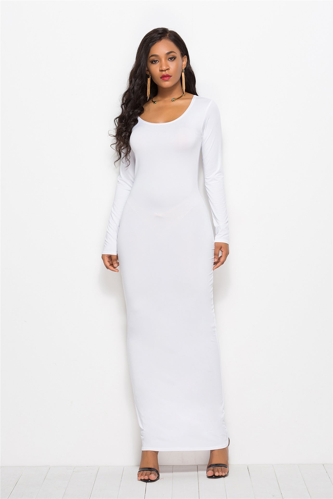 Women's Sexy Long Polyester Spandex Dress Fashion Sleeve Vest – fitspromag