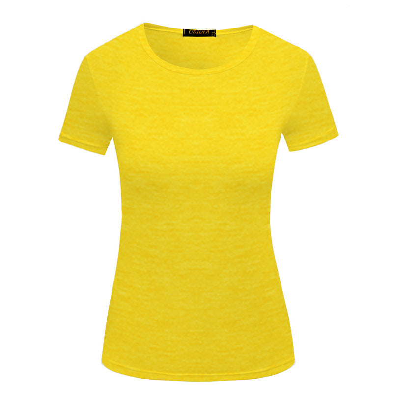 Fashion Women's Solid Color Pullover T-shirt Short Sleeve Wear