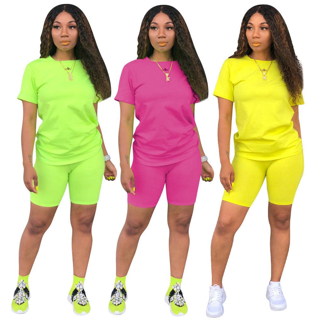 Solid Urban Leisure Color Sports Suit Simple Fresh 2-piece Set