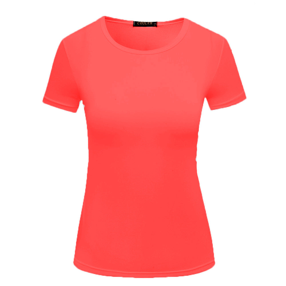 Fashion Women's Solid Color Pullover T-shirt Short Sleeve Wear