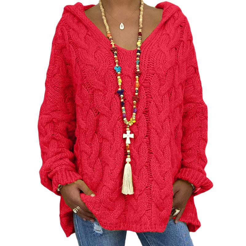 Popular Solid Pullover Color Twist Knitted Hoodie