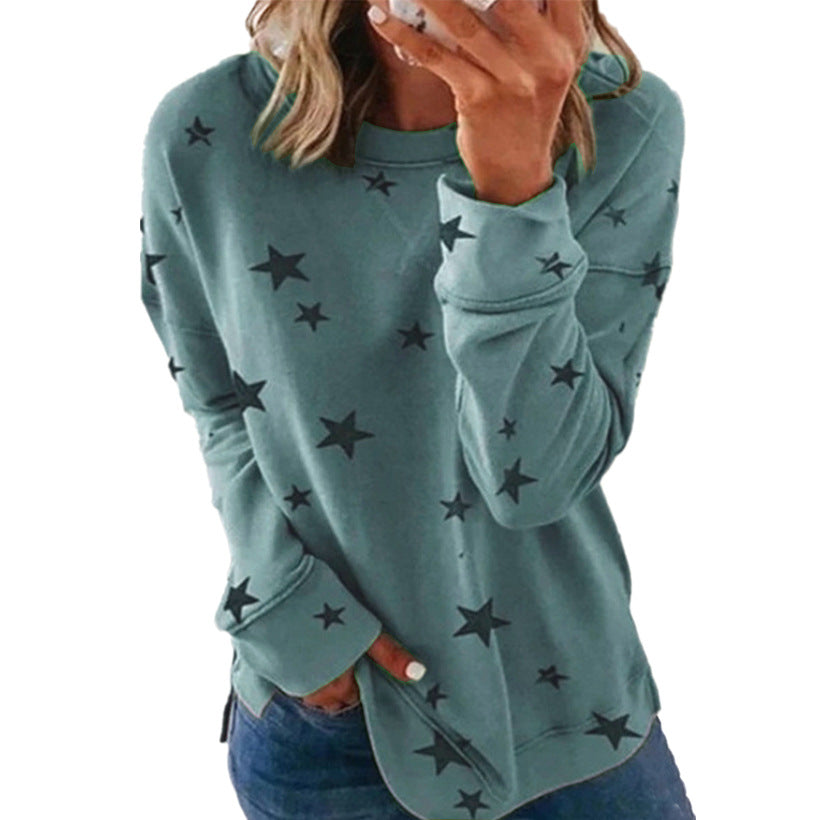 Women's Loose Oversized Urban Leisure Long Sleeves T-shirt Printed Sweater