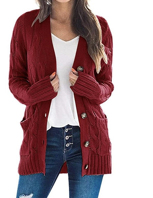 Large Long Sleeve Size Cardigan Knitted Women's Mid-length Coat