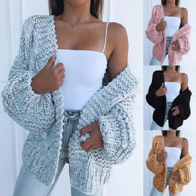 Women's Cardigan Knitwear Distressed Long Sleeve Loose Sweater
