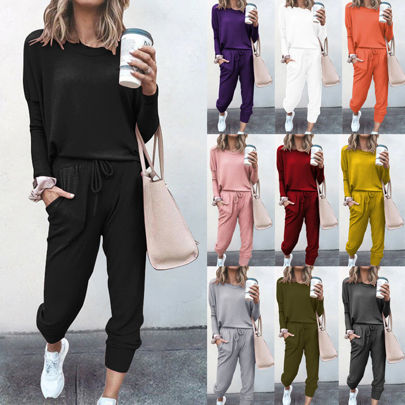 Casual Style Women's Home Loose-fitting Solid Color Long Sleeves Leisure Suit