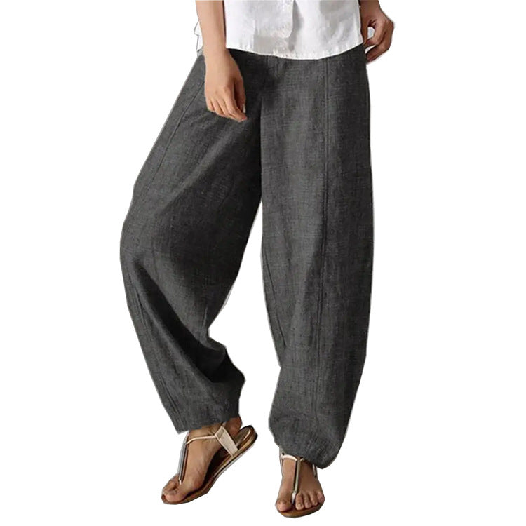 Women's Pants British Style Solid Color High Waist Wide Leg Casual Trousers