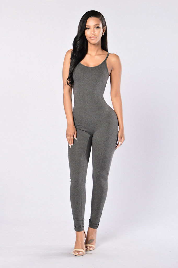 Mid Waist Women's Fashion Sexy Long Tight Backless Sling Jumpsuit