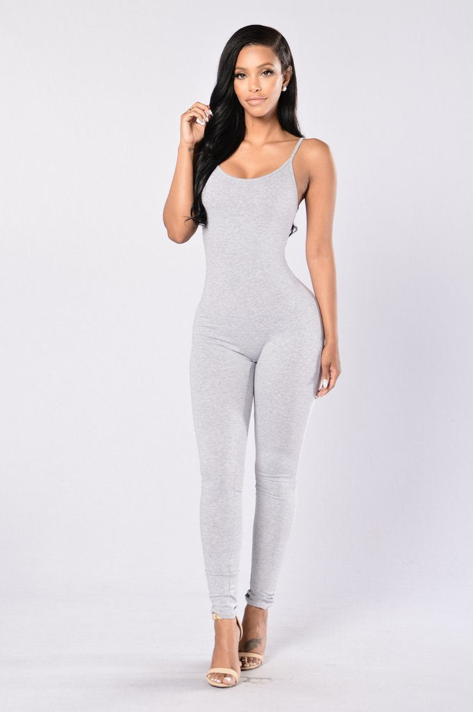 Mid Waist Women's Fashion Sexy Long Tight Backless Sling Jumpsuit