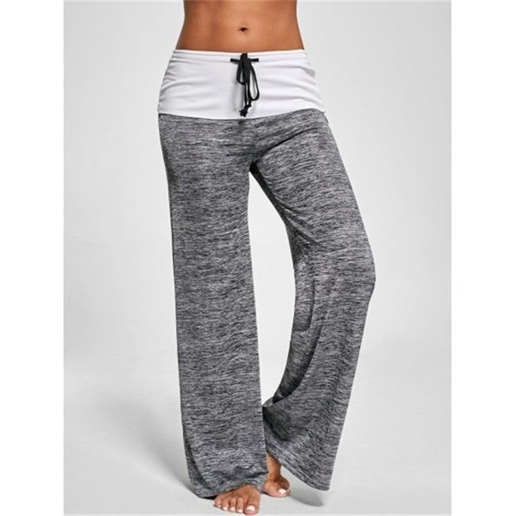 Europe And America Patchwork Yoga Sports Trousers Outdoor Casual Wide-leg Pants