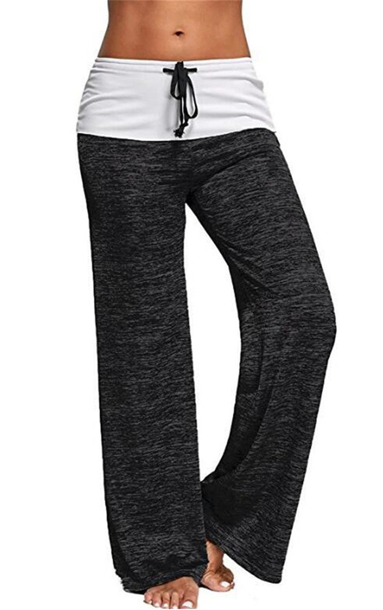 Europe And America Patchwork Yoga Sports Trousers Outdoor Casual Wide-leg Pants