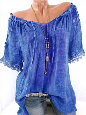 Unique Solid Color Summer Women's Off-shoulder Short-sleeved T-shirt