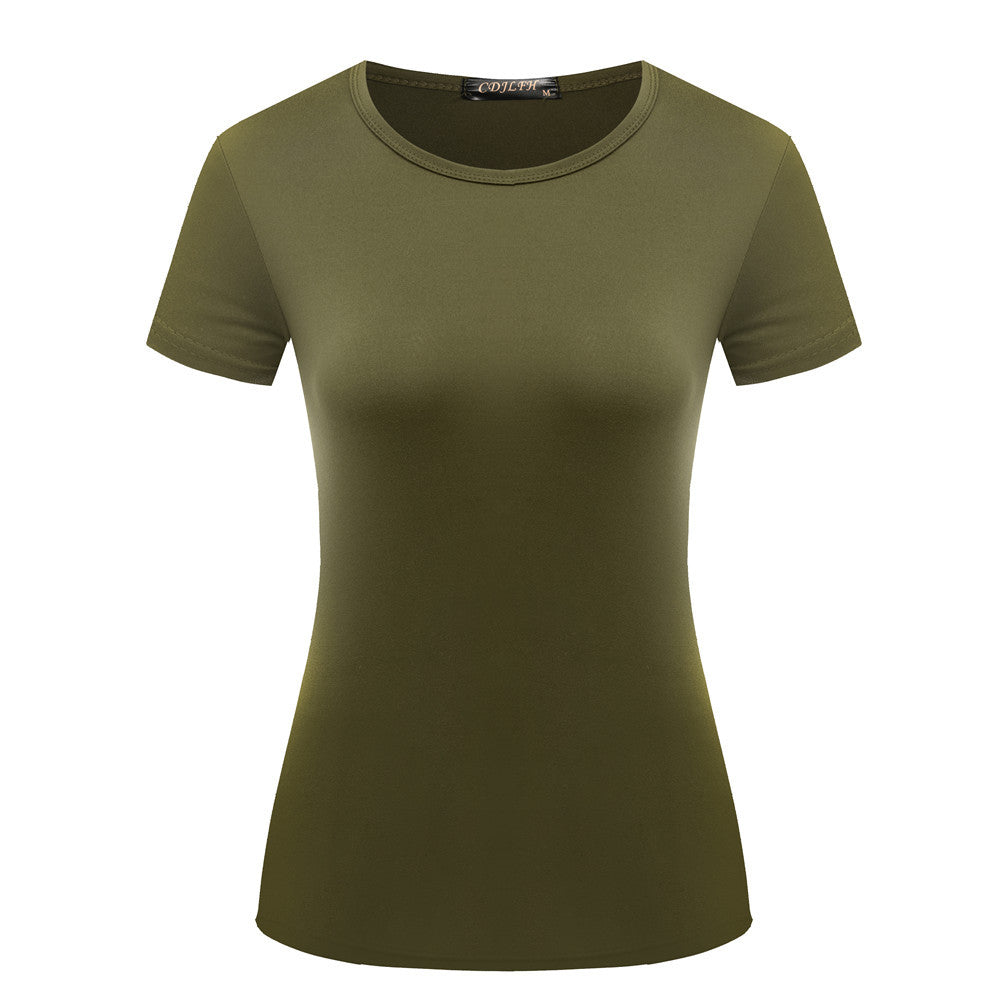 Fashion Women's Solid Color Pullover T-shirt Short Sleeve Wear