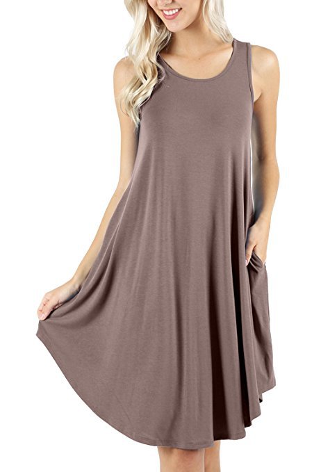 Basic Model Summer Sleeveless Pocket Casual Vest T-shirt Large Swing Dress