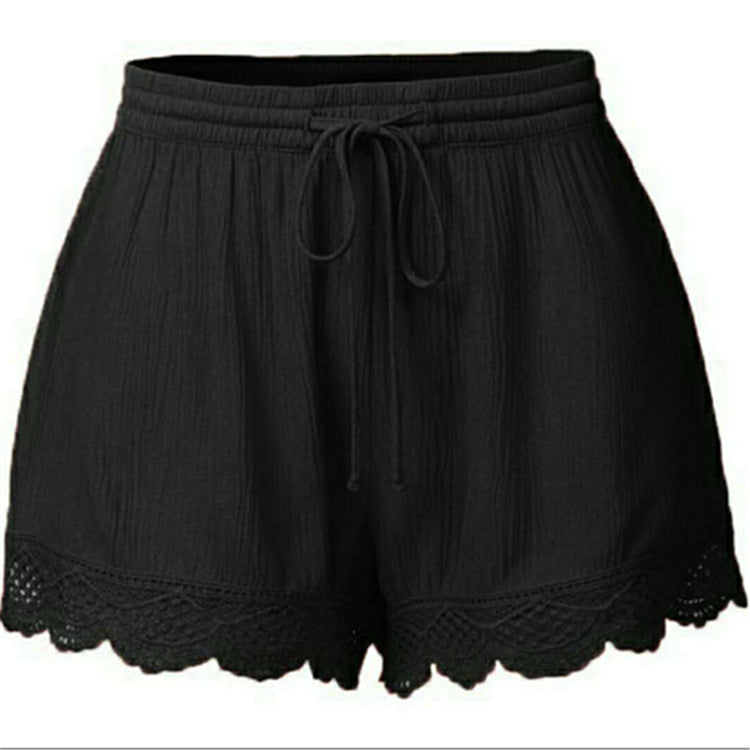 Women's Street Hipster Summer Solid Color Lace Casual Shorts