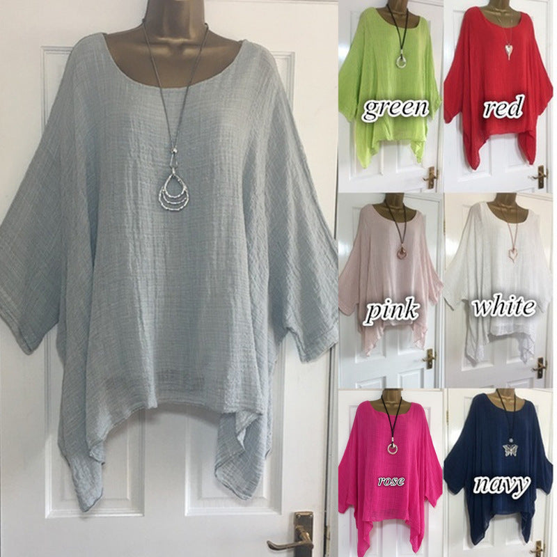 Women's Fresh And Sweet Long Sleeve Top Loose-fitting Batwing T-shirt