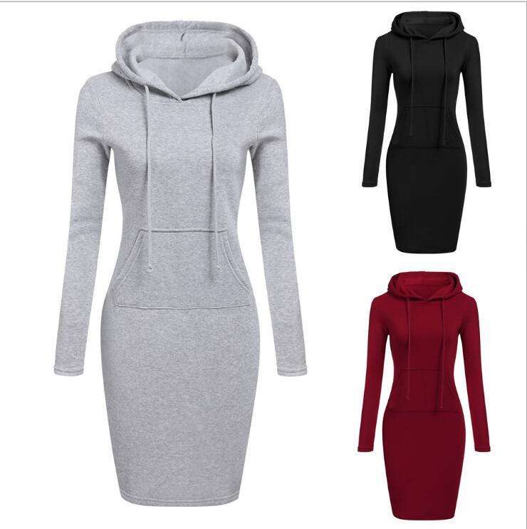 Women Pullover Hooded Lace-up Pocket Long Sleeve Sweater