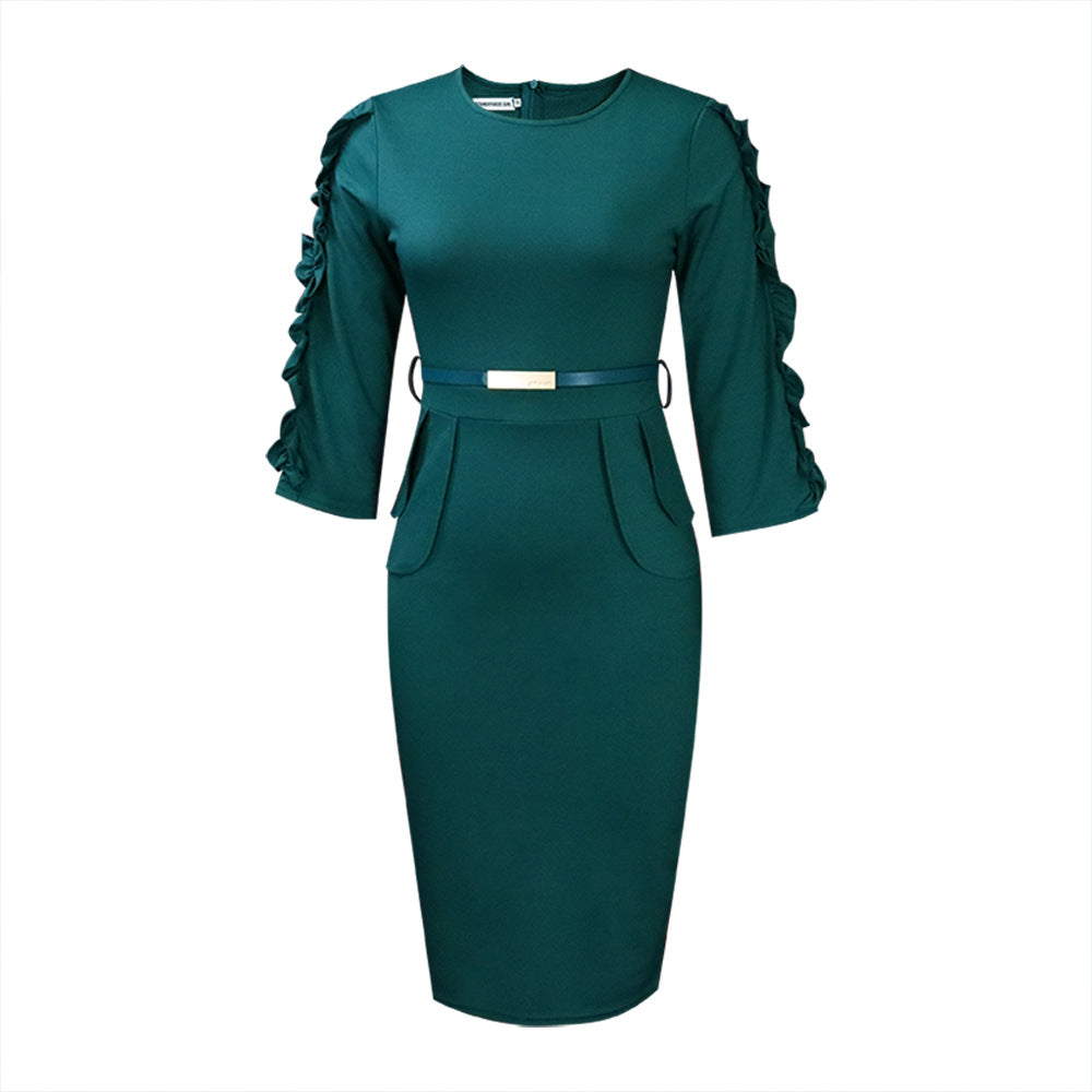 High Waist Women's Temperament Commute Plus Size Dress