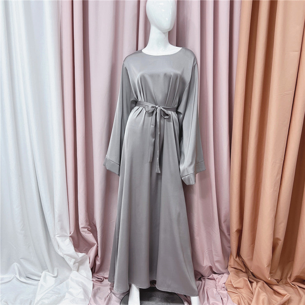 Basic Long Skirt Solid Color Plus Size Multicolor Robe Dress