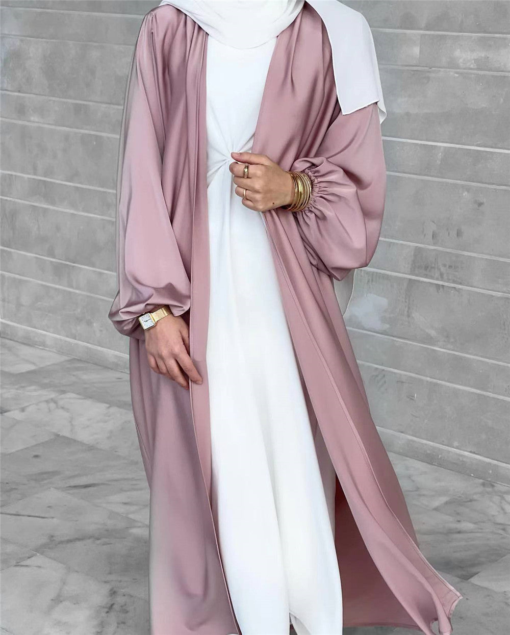 Puff Sleeve Basic Model Cardigan Summer Colorful Elegant Dress