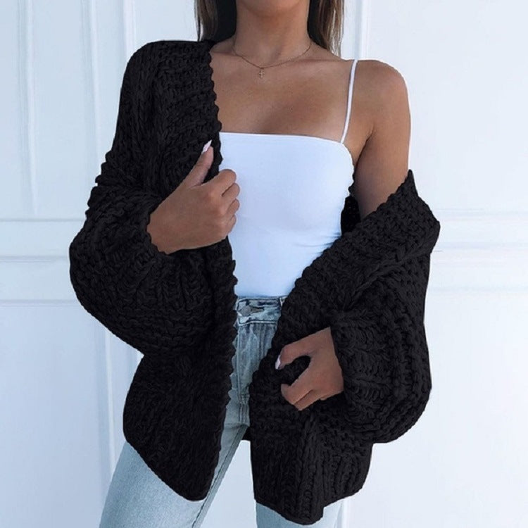 Women's Cardigan Knitwear Distressed Long Sleeve Loose Sweater