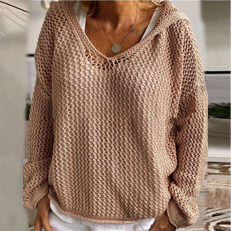 Wool Outer Wear Knitted Pullover Hooded Sun-proof Top Thin Loose Sweater