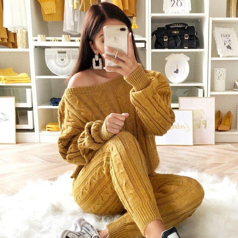 Sweet Style Women's Fashion Solid Color Suit Sweater