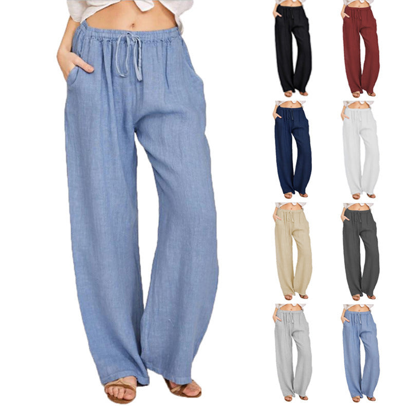 Hemp Blended Women's Plus Size Loose Cotton Linen Casual Pants